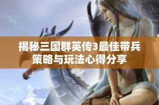 揭秘三国群英传3最佳带兵策略与玩法心得分享