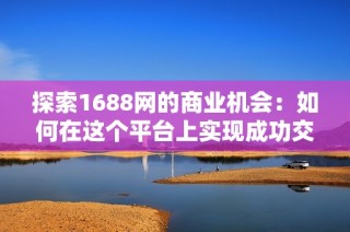 探索1688网的商业机会：如何在这个平台上实现成功交易