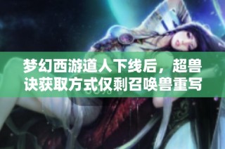 梦幻西游道人下线后，超兽诀获取方式仅剩召唤兽重写攻略