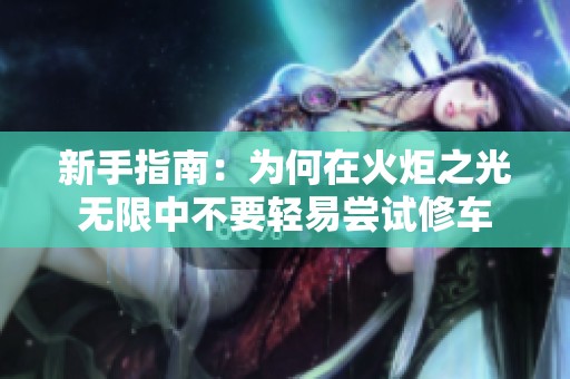 新手指南：为何在火炬之光无限中不要轻易尝试修车