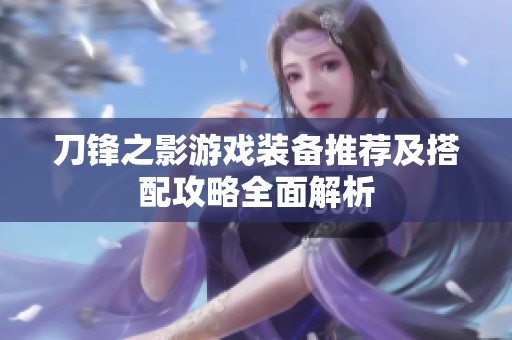 刀锋之影游戏装备推荐及搭配攻略全面解析