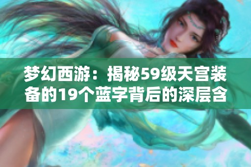 梦幻西游：揭秘59级天宫装备的19个蓝字背后的深层含义与价值