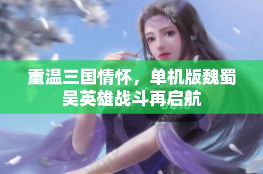 重温三国情怀，单机版魏蜀吴英雄战斗再启航