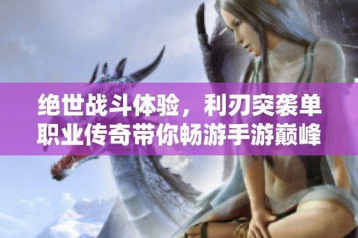 绝世战斗体验，利刃突袭单职业传奇带你畅游手游巅峰世界