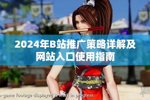 2024年B站推广策略详解及网站入口使用指南
