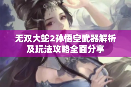 无双大蛇2孙悟空武器解析及玩法攻略全面分享